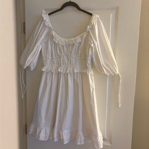 Few Moda Kourt Lucia Puff Sleeve White Cotton Dress XL